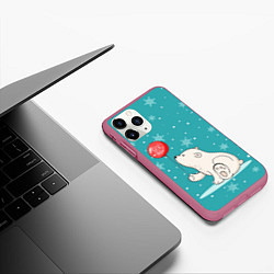 Чехол iPhone 11 Pro матовый Cold Bear, цвет: 3D-малиновый — фото 2