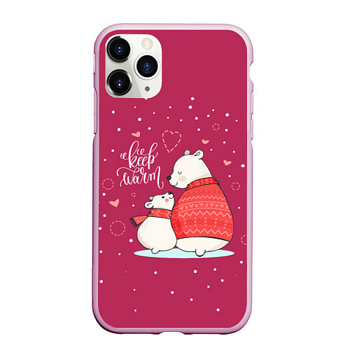 Чехол iPhone 11 Pro матовый Keep warm / 3D-Розовый – фото 1