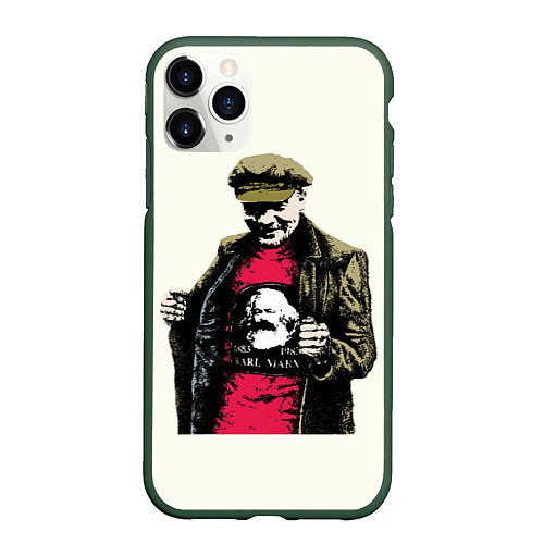 Чехол iPhone 11 Pro матовый Стильный Ленин / 3D-Темно-зеленый – фото 1