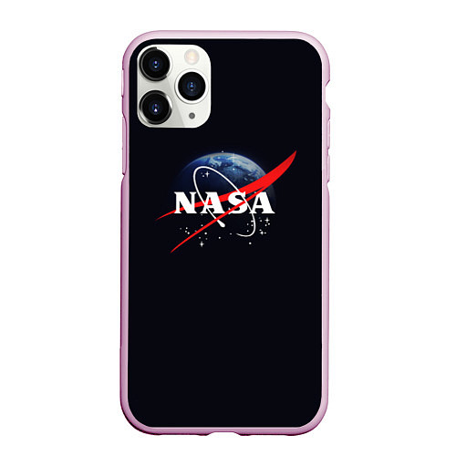 Чехол iPhone 11 Pro матовый NASA: Black Space / 3D-Розовый – фото 1