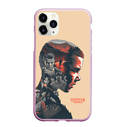 Чехол iPhone 11 Pro матовый Stranger Things, цвет: 3D-розовый