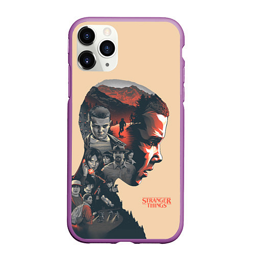 Чехол iPhone 11 Pro матовый Stranger Things / 3D-Фиолетовый – фото 1