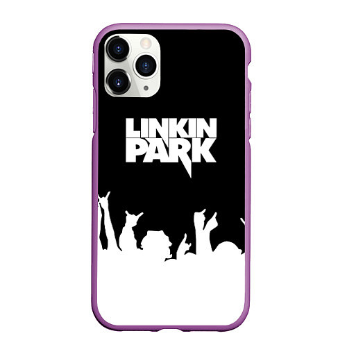 Чехол iPhone 11 Pro матовый Linkin Park: Black Rock / 3D-Фиолетовый – фото 1