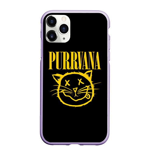 Чехол iPhone 11 Pro матовый Purrvana / 3D-Светло-сиреневый – фото 1