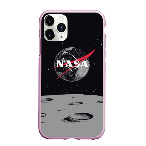 Чехол iPhone 11 Pro матовый NASA: Moon / 3D-Розовый – фото 1