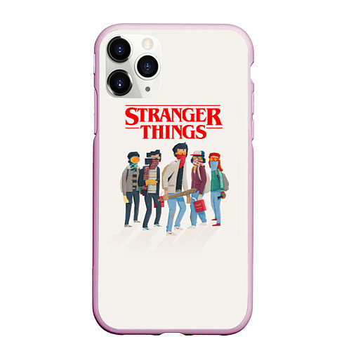 Чехол iPhone 11 Pro матовый Stranger Things Friends / 3D-Розовый – фото 1