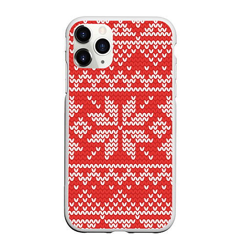Чехол iPhone 11 Pro матовый Новогодний узор: снежинки / 3D-Белый – фото 1