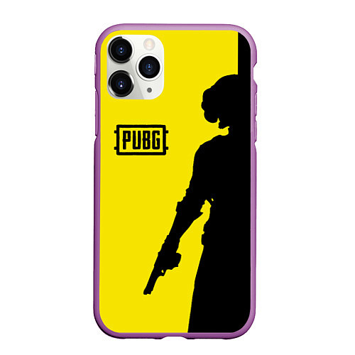 Чехол iPhone 11 Pro матовый PUBG: Yellow Shadow / 3D-Фиолетовый – фото 1