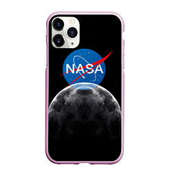 Чехол iPhone 11 Pro матовый NASA: Moon Rise, цвет: 3D-розовый