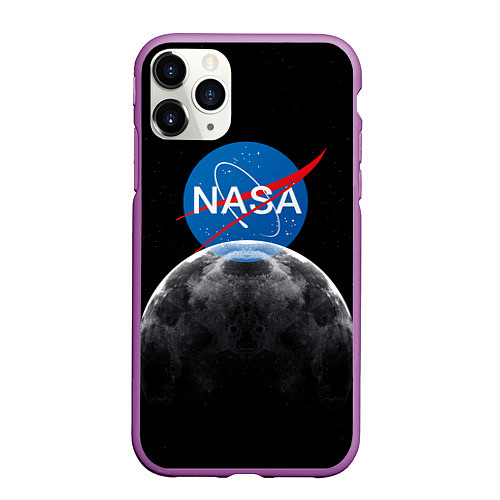 Чехол iPhone 11 Pro матовый NASA: Moon Rise / 3D-Фиолетовый – фото 1