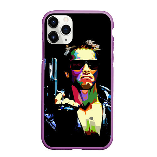 Чехол iPhone 11 Pro матовый Terminator Art / 3D-Фиолетовый – фото 1