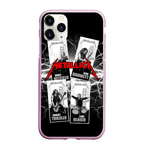 Чехол iPhone 11 Pro матовый Metallica Band / 3D-Розовый – фото 1