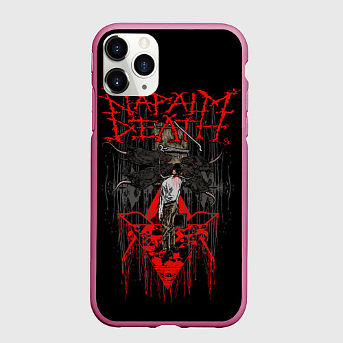 Чехол iPhone 11 Pro матовый Napalm Death / 3D-Малиновый – фото 1