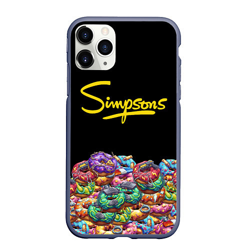 Чехол iPhone 11 Pro матовый Simpsons Donuts / 3D-Серый – фото 1