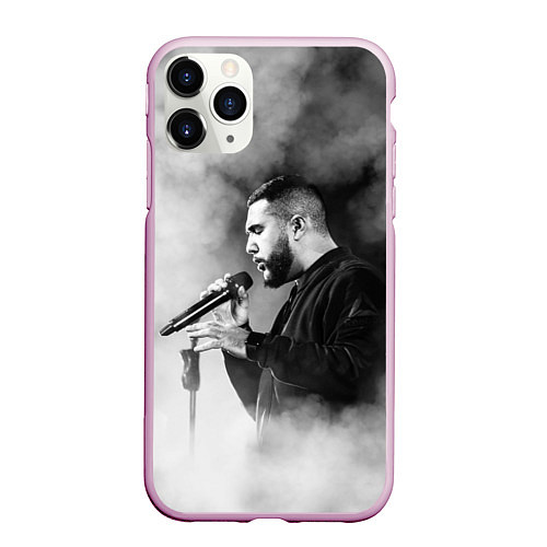 Чехол iPhone 11 Pro матовый Jah Khalib: Black mist / 3D-Розовый – фото 1