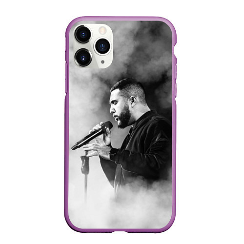 Чехол iPhone 11 Pro матовый Jah Khalib: Black mist / 3D-Фиолетовый – фото 1