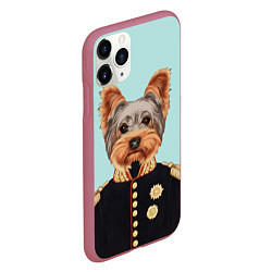Чехол iPhone 11 Pro матовый Йоркширский терьер адмирал, цвет: 3D-малиновый — фото 2