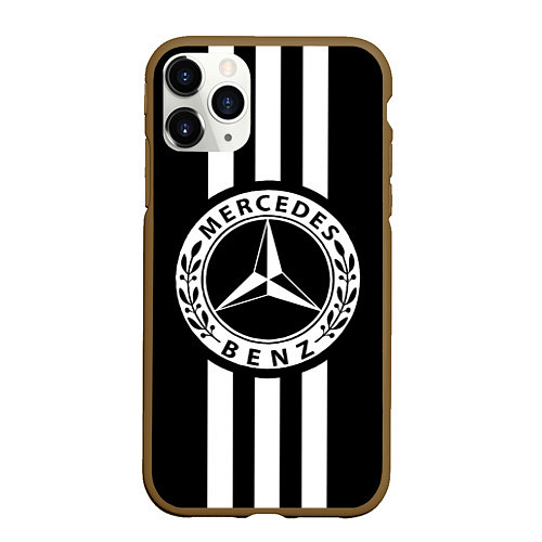 Чехол iPhone 11 Pro матовый Mercedes-Benz Black / 3D-Коричневый – фото 1