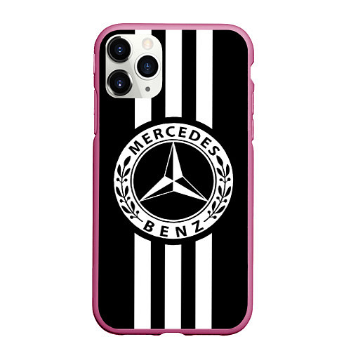 Чехол iPhone 11 Pro матовый Mercedes-Benz Black / 3D-Малиновый – фото 1