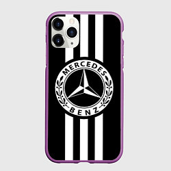 Чехол iPhone 11 Pro матовый Mercedes-Benz Black, цвет: 3D-фиолетовый