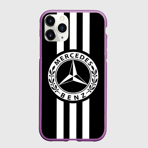 Чехол iPhone 11 Pro матовый Mercedes-Benz Black / 3D-Фиолетовый – фото 1