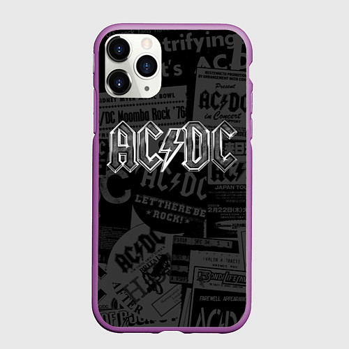 Чехол iPhone 11 Pro матовый AC/DC: Journalese / 3D-Фиолетовый – фото 1