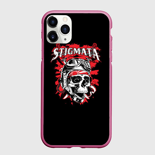 Чехол iPhone 11 Pro матовый Stigmata Skull / 3D-Малиновый – фото 1