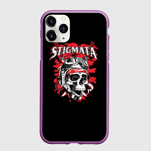Чехол iPhone 11 Pro матовый Stigmata Skull / 3D-Фиолетовый – фото 1