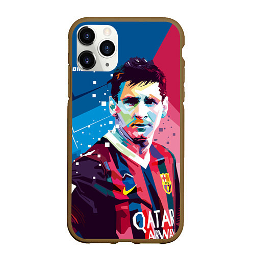 Чехол iPhone 11 Pro матовый Lionel Messi / 3D-Коричневый – фото 1
