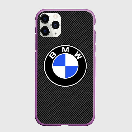 Чехол iPhone 11 Pro матовый BMW CARBON БМВ КАРБОН / 3D-Фиолетовый – фото 1