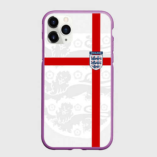 Чехол iPhone 11 Pro матовый Сборная Англии / 3D-Фиолетовый – фото 1
