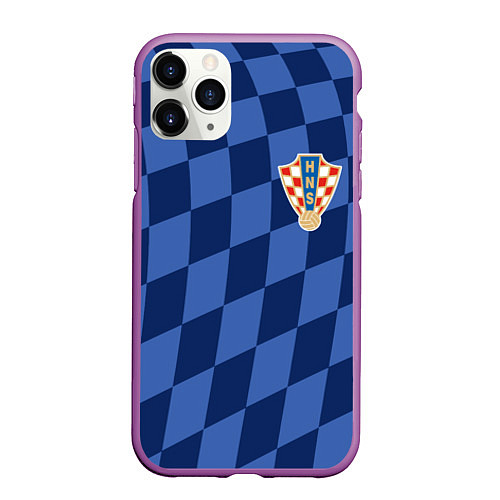 Чехол iPhone 11 Pro матовый Сборная Хорватии / 3D-Фиолетовый – фото 1