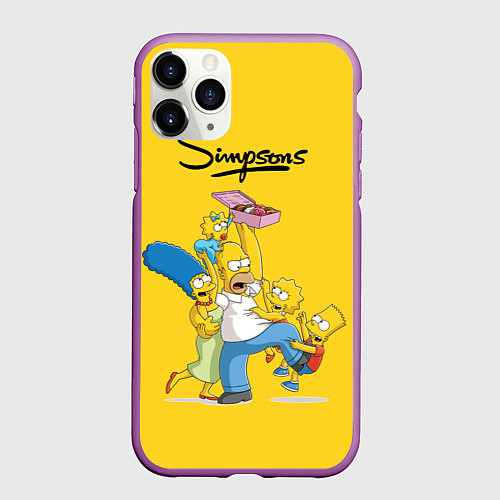 Чехол iPhone 11 Pro матовый Simpsons Family / 3D-Фиолетовый – фото 1