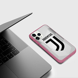 Чехол iPhone 11 Pro матовый FC Juventus: Silver Original, цвет: 3D-малиновый — фото 2