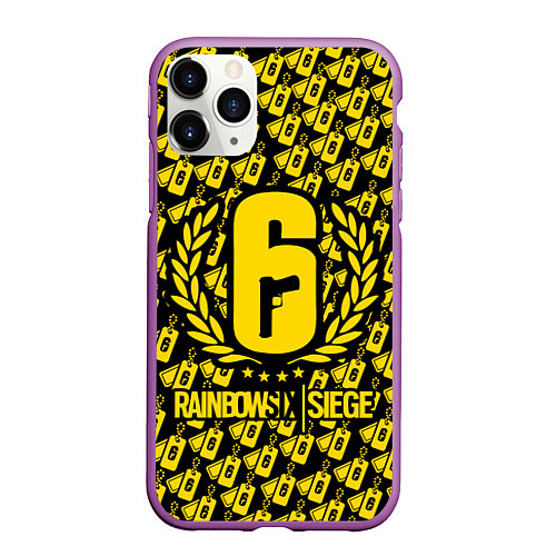 Чехол iPhone 11 Pro матовый Rainbow Six: Champion Yellow / 3D-Фиолетовый – фото 1