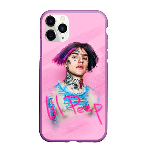 Чехол iPhone 11 Pro матовый Lil Peep: Pink Style / 3D-Фиолетовый – фото 1