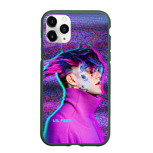 Чехол iPhone 11 Pro матовый Lil Peep: Glitch / 3D-Темно-зеленый – фото 1