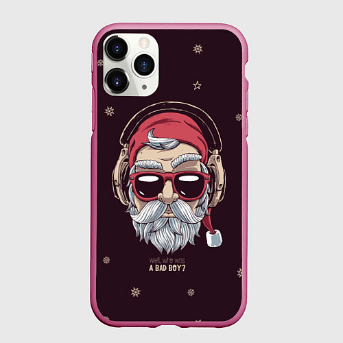 Чехол iPhone 11 Pro матовый Who was a bad boy? / 3D-Малиновый – фото 1