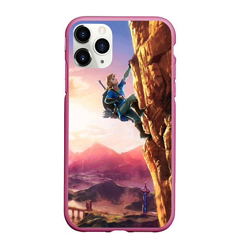 Чехол iPhone 11 Pro матовый Zelda Rock / 3D-Малиновый – фото 1