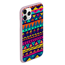 Чехол iPhone 11 Pro матовый Индейский орнамент, цвет: 3D-розовый — фото 2