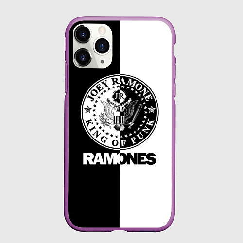 Чехол iPhone 11 Pro матовый Ramones B&W / 3D-Фиолетовый – фото 1