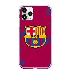 Чехол iPhone 11 Pro матовый FC Barcelona: Purple & Blue, цвет: 3D-розовый