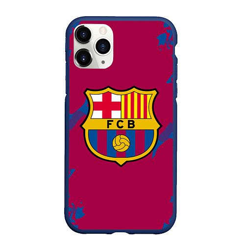 Чехол iPhone 11 Pro матовый FC Barcelona: Purple & Blue / 3D-Тёмно-синий – фото 1