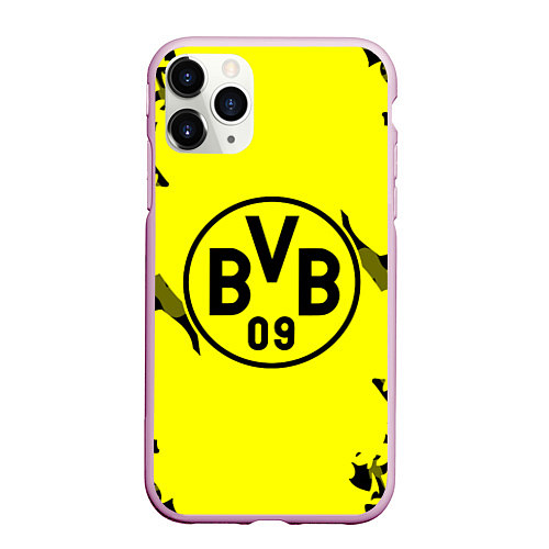 Чехол iPhone 11 Pro матовый FC Borussia Dortmund: Yellow & Black / 3D-Розовый – фото 1