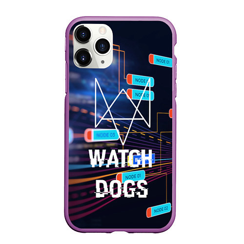 Чехол iPhone 11 Pro матовый Watch Dogs / 3D-Фиолетовый – фото 1