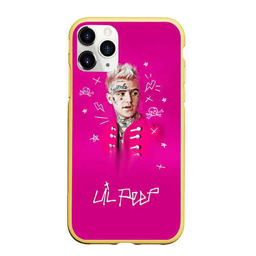 Чехол iPhone 11 Pro матовый Lil Peep: Pink Light / 3D-Желтый – фото 1