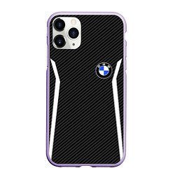 Чехол iPhone 11 Pro матовый BMW CARBON БМВ КАРБОН, цвет: 3D-светло-сиреневый