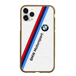 Чехол iPhone 11 Pro матовый BMW Motorsport: White Carbon, цвет: 3D-коричневый