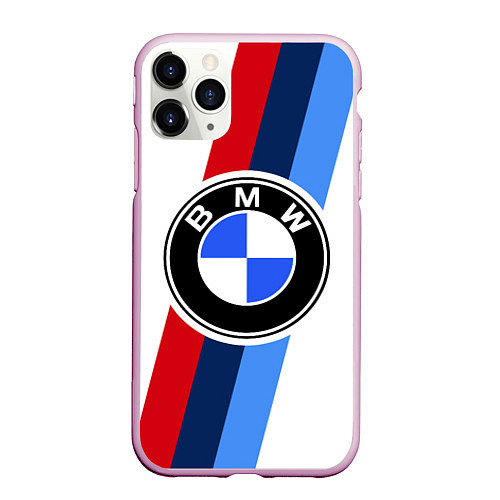 Чехол iPhone 11 Pro матовый BMW M: White Sport / 3D-Розовый – фото 1