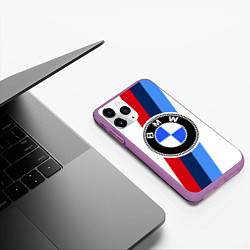 Чехол iPhone 11 Pro матовый BMW M: White Sport, цвет: 3D-фиолетовый — фото 2